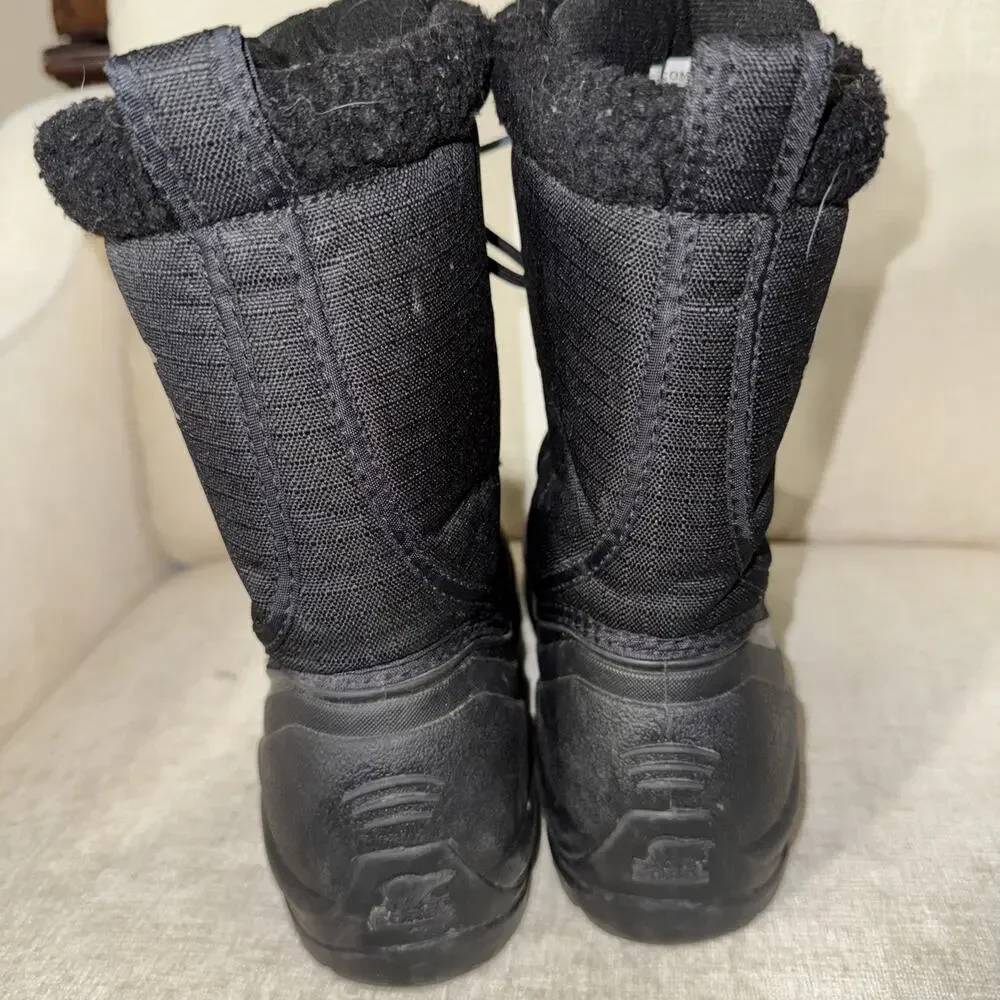 Sorel Womens Black Lace Up Mid-Calf Canvas Insulated Winter Boots Size 7.5 EUC